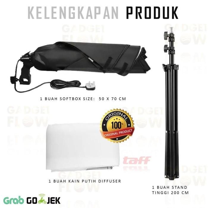Paket Softbox Payung Diffuser Fotografi Lighting Tripod Non Bohlam