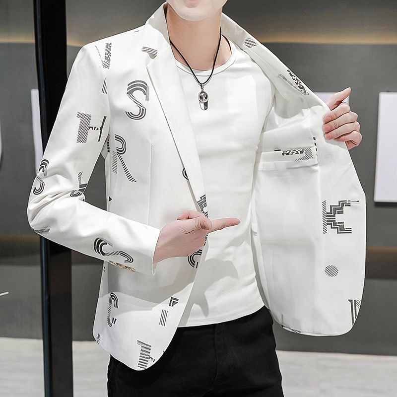 Setelan Putih Setelan Pria untuk Bisnis Jaket Pria Jas Kecil Santai Pribadi