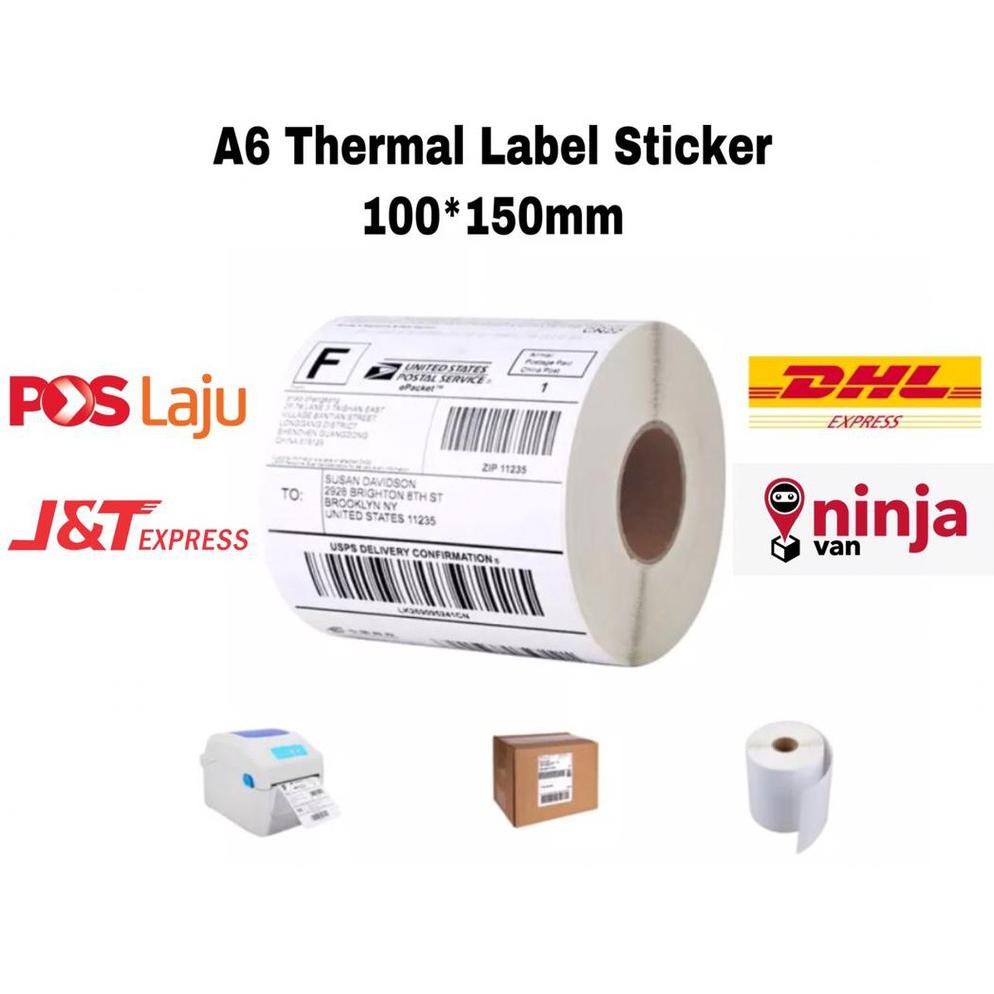 

PK32 Label Thermal 100 X 150 Isi 500 pcs Kertas Sticker Barcode A6 Termal Stiker 100x150mm Awb Murah