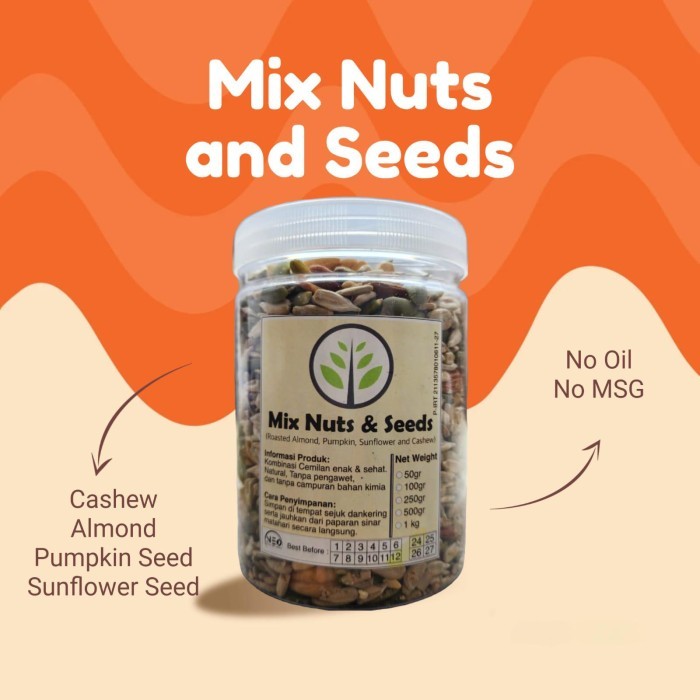 

Terlaris Mix Nut Seed 500gr- almond, Cashew, Pumpkin Seed, Sunflower Seed SALE