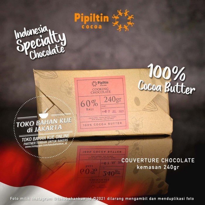 

Pipiltin Couverture Chocolate 60% Bali 240Gr Cooking Cokelat Baking