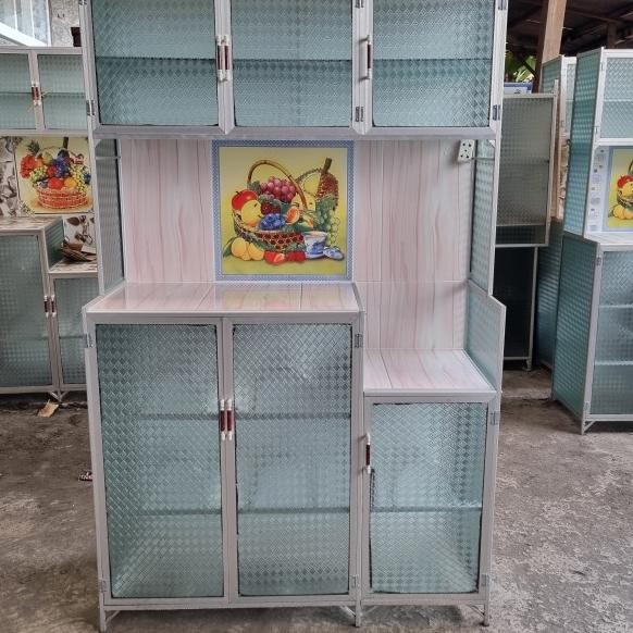 Rak Piring 3 Pintu Alunium Kaca