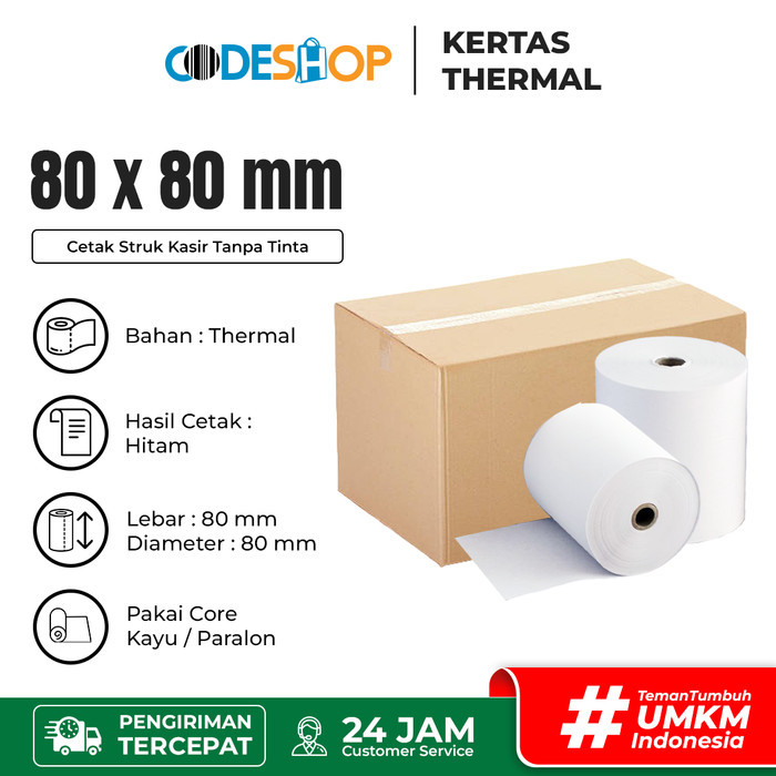 

Terlaris 1 DUS - Kertas Termal Kasir Struk 80x80 - Thermal Paper Roll SALE