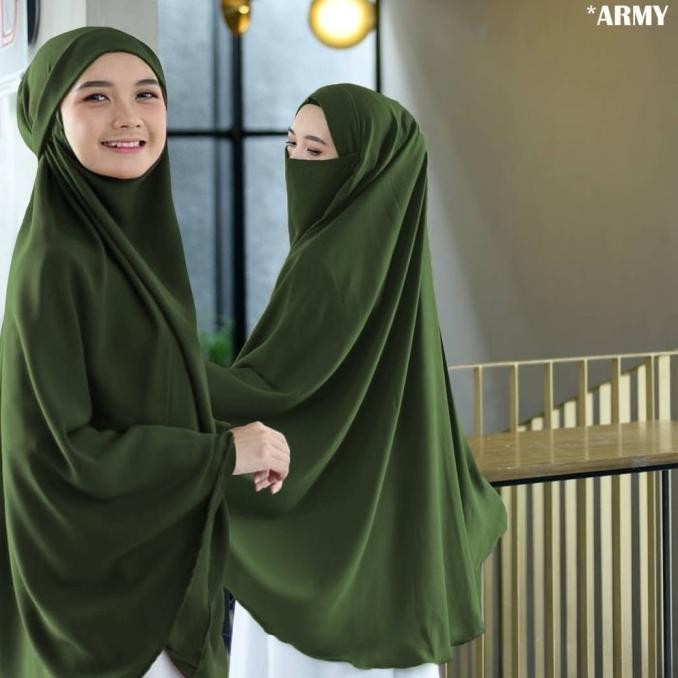 Jilbab Khimar Jumbo Kerudung Syari Putih dan Cadar Madinah HT