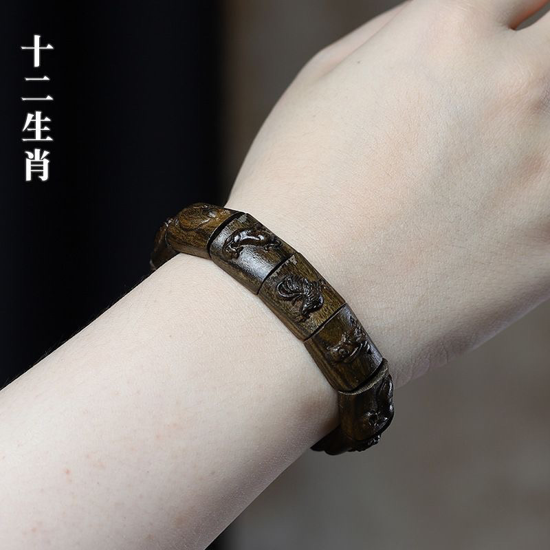 Gelang Kayu Gaharu Gelang Kayu Gaya Retro Kerajinan Tangan Cincin Kayu untuk Pria dan Wanita IFJA