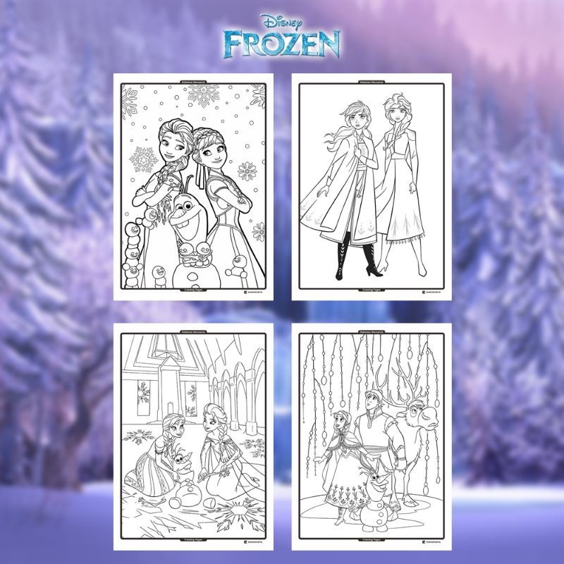 Gambar Mewarnai FROZEN Isi 20 Lembar Kertas BC Tebal