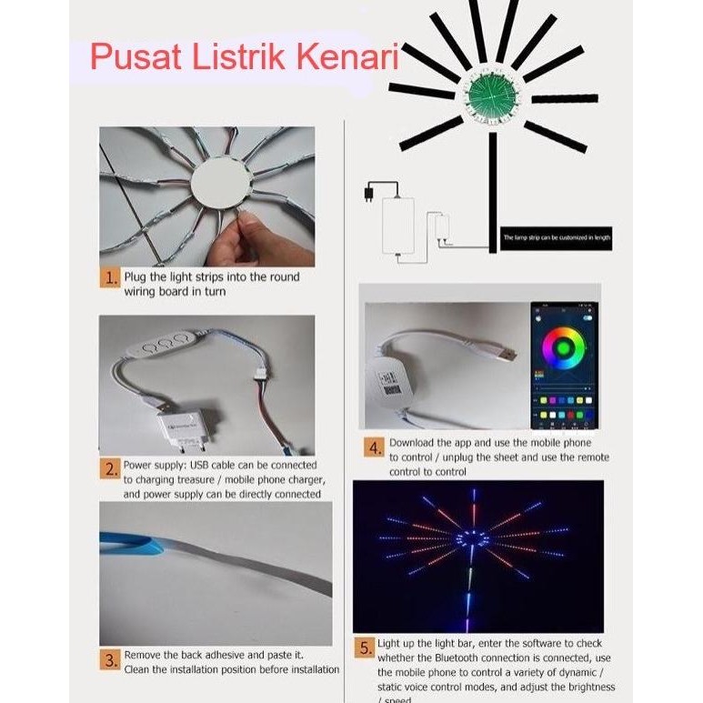 Lampu Led Strip 5050 Rgb Bentuk Kembang Api Dengan Music Untuk Layang Connect By Phone Lampu Hias Di