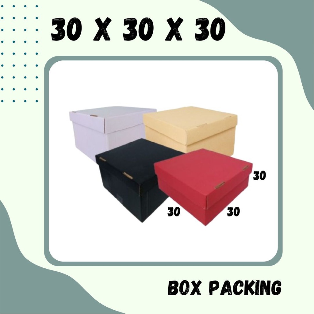

Box Kado 30x30x30 / 30x30x20 / 30x30x10 (Set Top/Bot Heebe) Kardus Packing/Karton/Paking/Polos/Hampers/Boneka/Buah/Puding/Tart