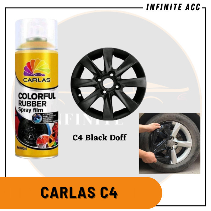 PAINT RUBBER CARLAS C4 HITAM DOFF MATTE BLACK CAT VELG MOBIL MOTOR