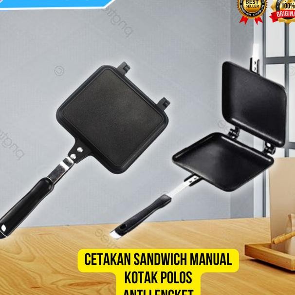 Cetakan Pemanggang Roti Sandwich Polos Toaster Maker Pan Manual Kompor