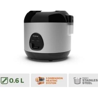 Maspion Magic Com Rice Cooker 0.6 L Panci Stainless Body Stainless Mrj0623 Mrj 0623 Mrj-0623 Bss