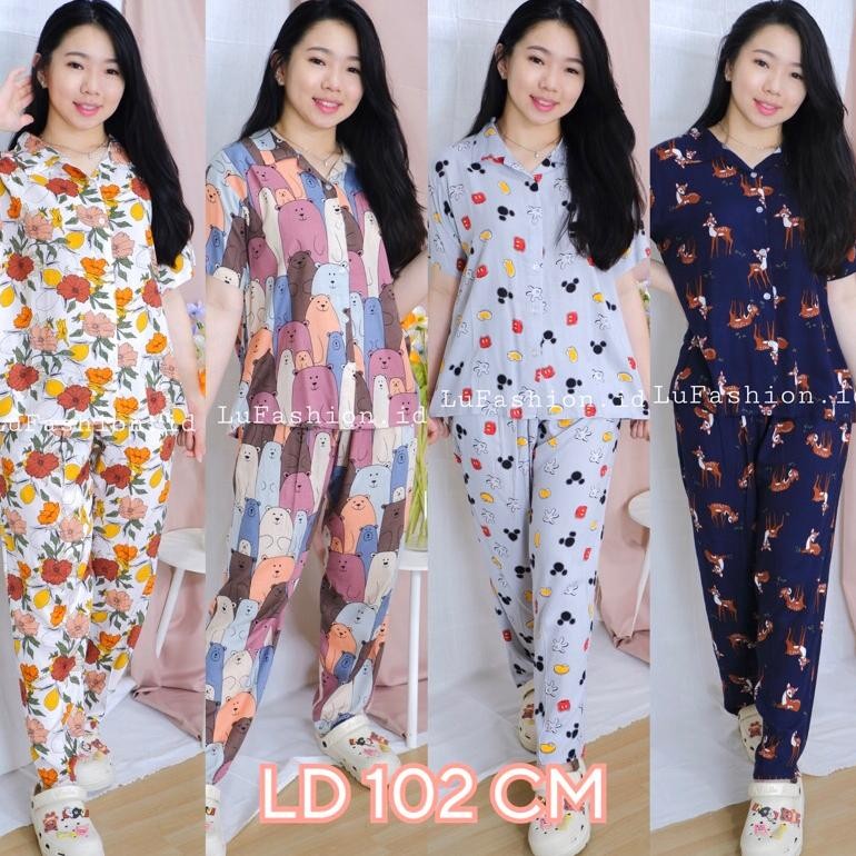 Sale Piyama Wanita Ld 102 Cm | Piyama Rayon Premium | Set Piyama Rayon | Piyama Busui Friendly | Piy