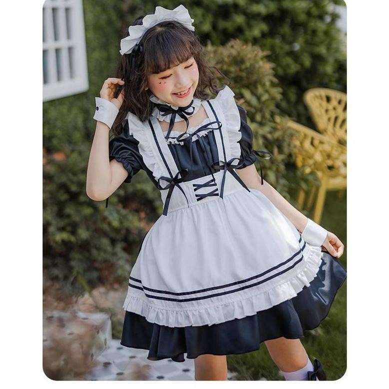 DFG WetroseReady Stock Cute Soft Girl Anak Cewek Gadis Muda Japanese Lolita Maid Costume Cosplay Ani