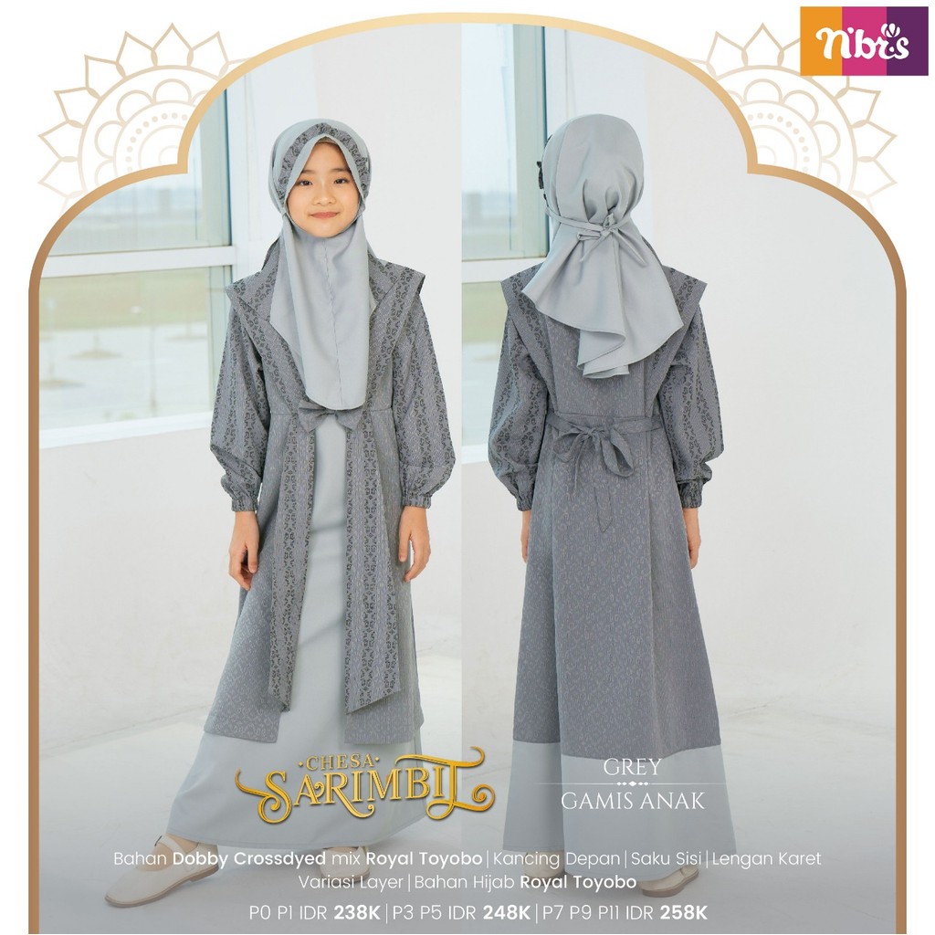 NBRS | DRESS GAMIS ANAK CHESA GREY D20P