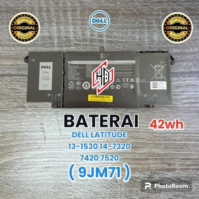 Baterai Dell Latitude 13-5320 14-7320 7420 7520 (9Jm71) 42Wh Baru!!