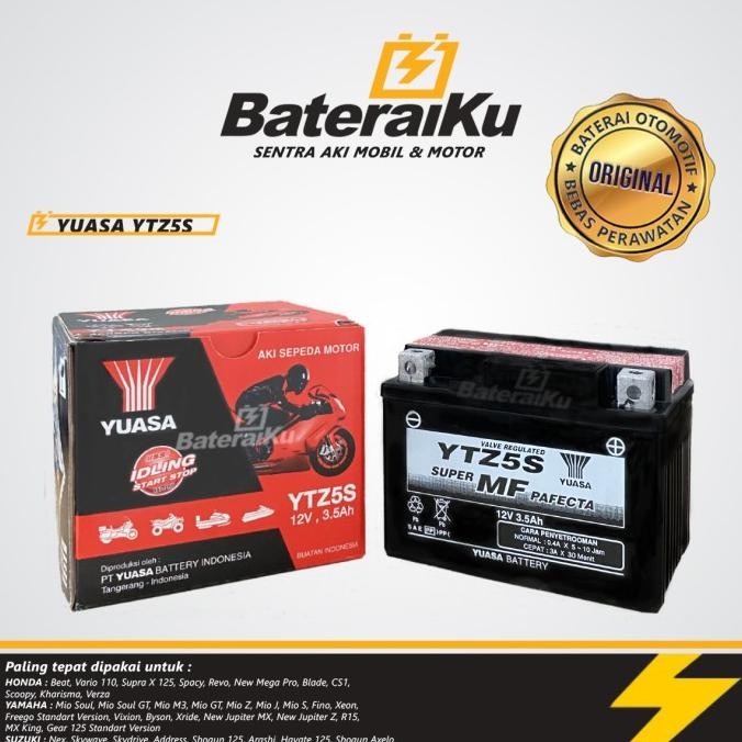 HARGA DISC - JUAL AKI MOTOR YUASA MF YTZ5-S UNTUK REVO, SCOOPY, MIO, FINO, XEON DLL