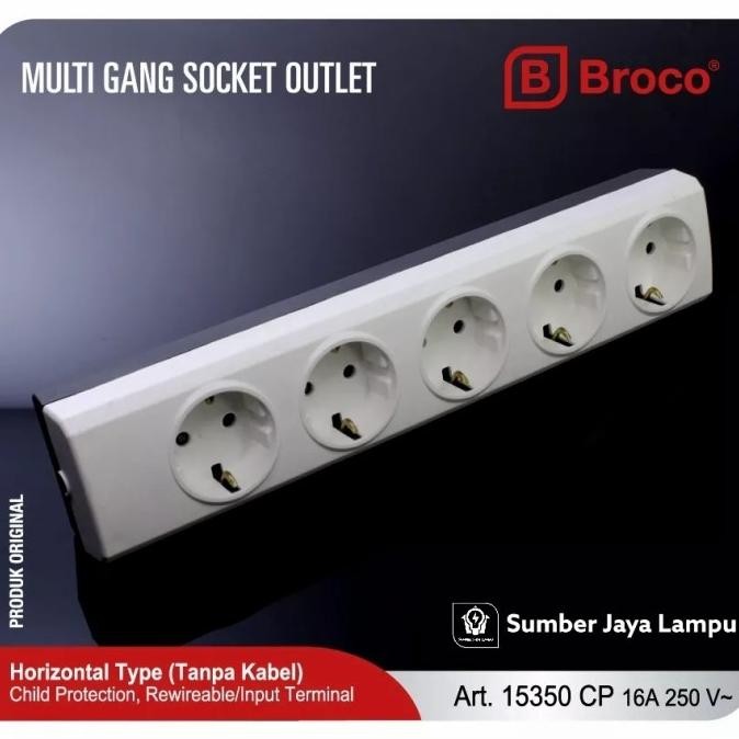 BROCO Stop Kontak 5 Lubang 15350/ Terminal Listrik/ Colokan Listrik PSG