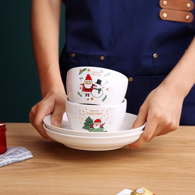 

BISA COD PetiteMaison Christmas Gift Bowl Plate set Paket Hadiah Natal 2 mangkok 2 piring keramik pakai tas ke-72