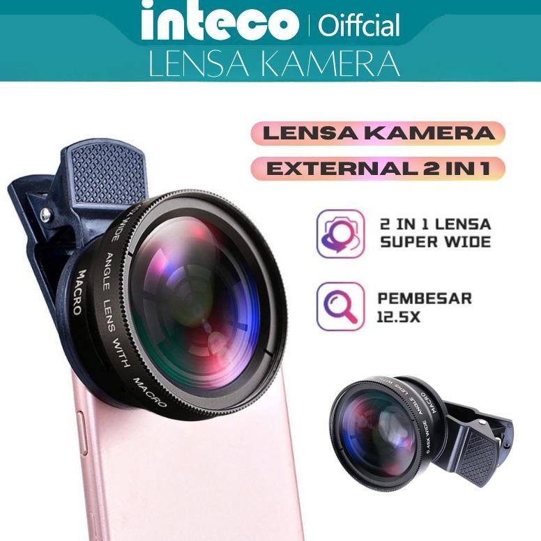 Lensa Kamera Eksternal 2In1 Lensa Super Wide Angle Lens+Macro Smartphone 12.5x Dengan Klip Untuk Hp