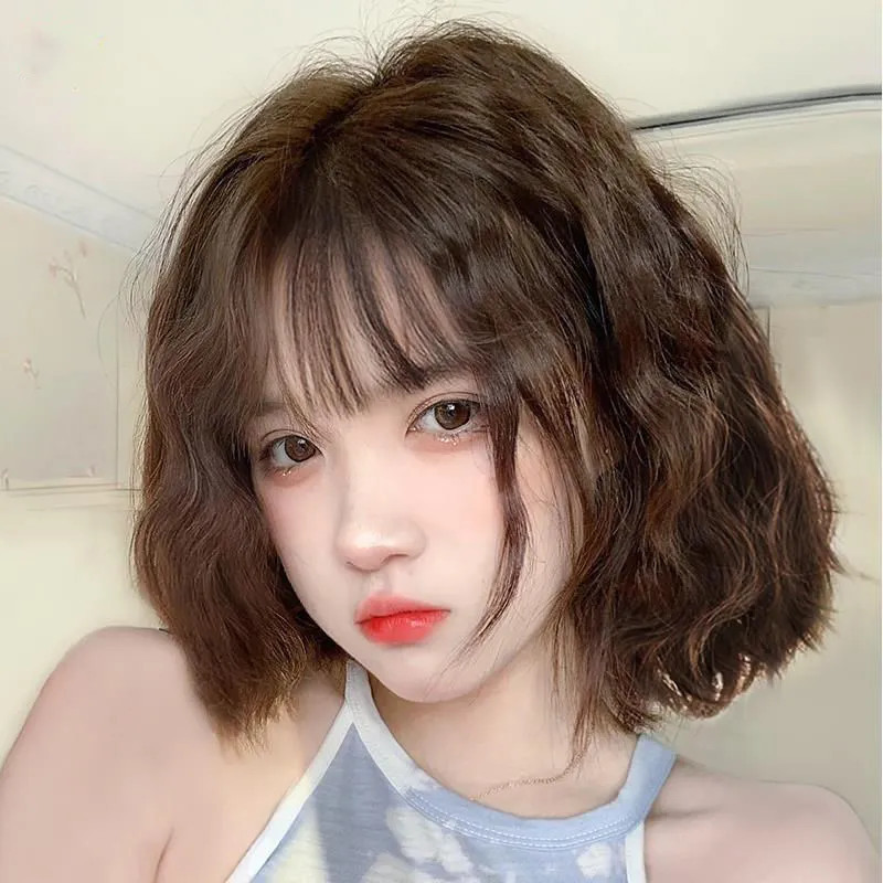 Wig Wanita Full Kepala/Wig Rambut Pendek/Wig Daily Natural Wanita/Wig Premium 45CM/Wig Pendek Curly 