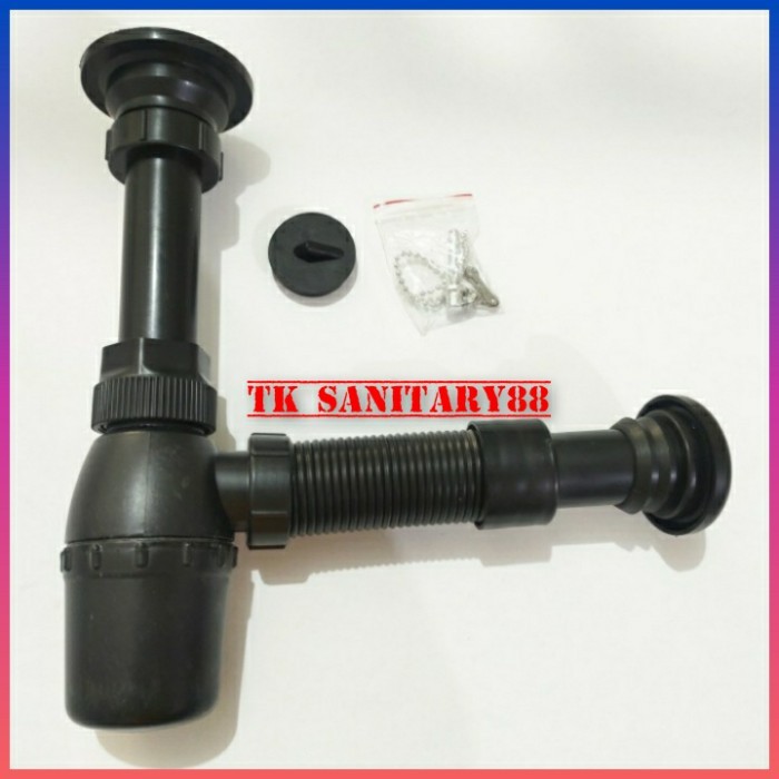 Ready sifon botol wastafel / afur pembuangan wastafel / sifon wastafel hitam