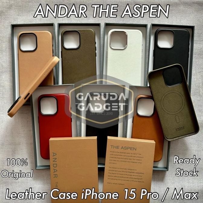 Leather Case iPhone 15 Pro Max Andar The Aspen MagSafe Casing Original
