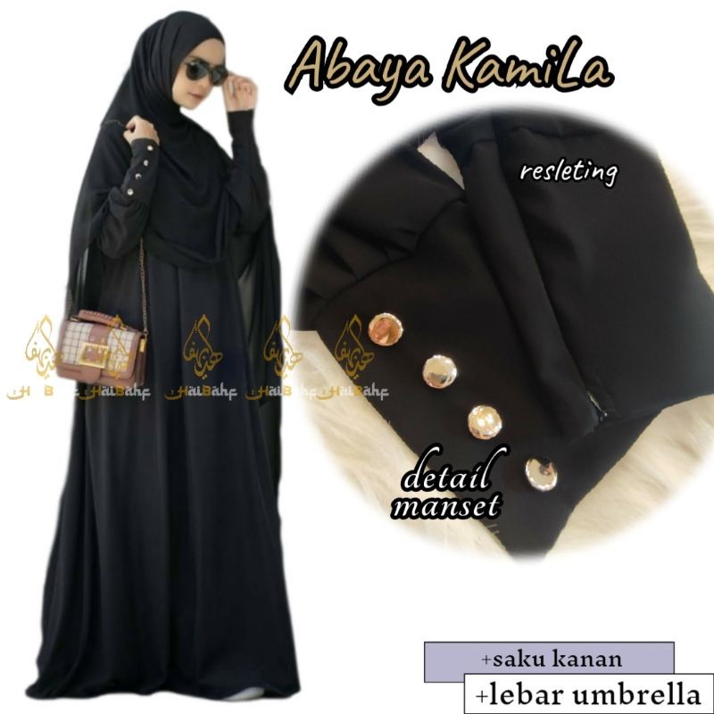 Abaya syari Basic Abaya Hitam Remaja Maxi Dress Busui Friendly Bahan Jetblack Pekat