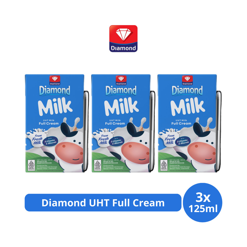 

Diamond Milk Susu UHT Full Cream 125ml x 3 pcs