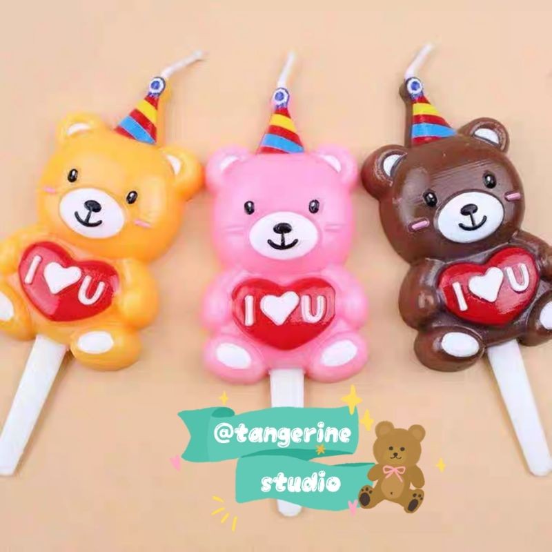 Lilin Ulang Tahun Korea / Lilin Ultah Beruang / Lilin Bear / Lilin Anniversary / Lilin I Love You Be