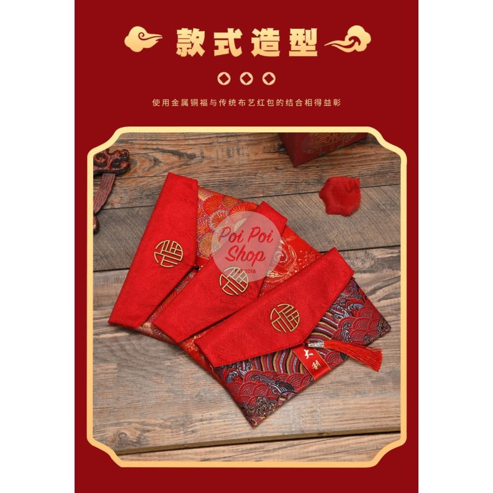 

GHT Angpao Dompet Kain Pin Embos Motif Sangjit 2024 Sovenir Imlek CNY Dompet Uang Angpau Tradisional Sangjit Wedding Souvenir Imlek Murah TERLARIS