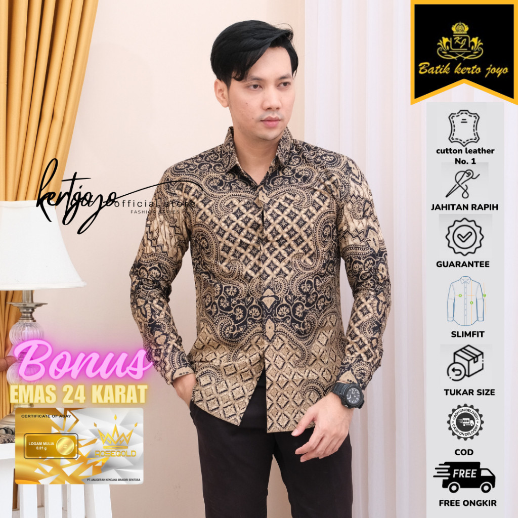 Batik PNS Batik pria modern slimfit Baju Batik Pria Lengan Panjang slimfit baju batik pria Slimfit