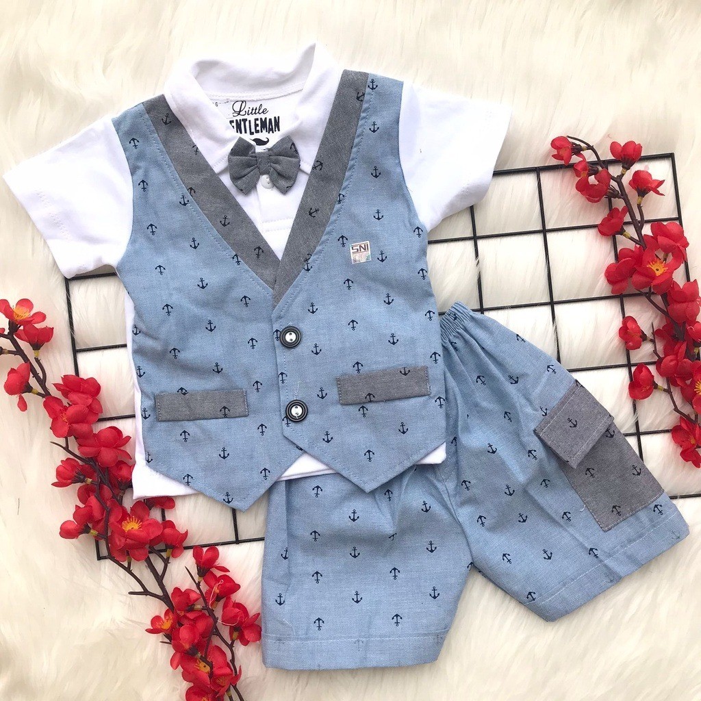 Baju Bayi Baju setelan rompi bayi laki laki 0 6 bulan setelan bayi cowok bestseller murah kekinian