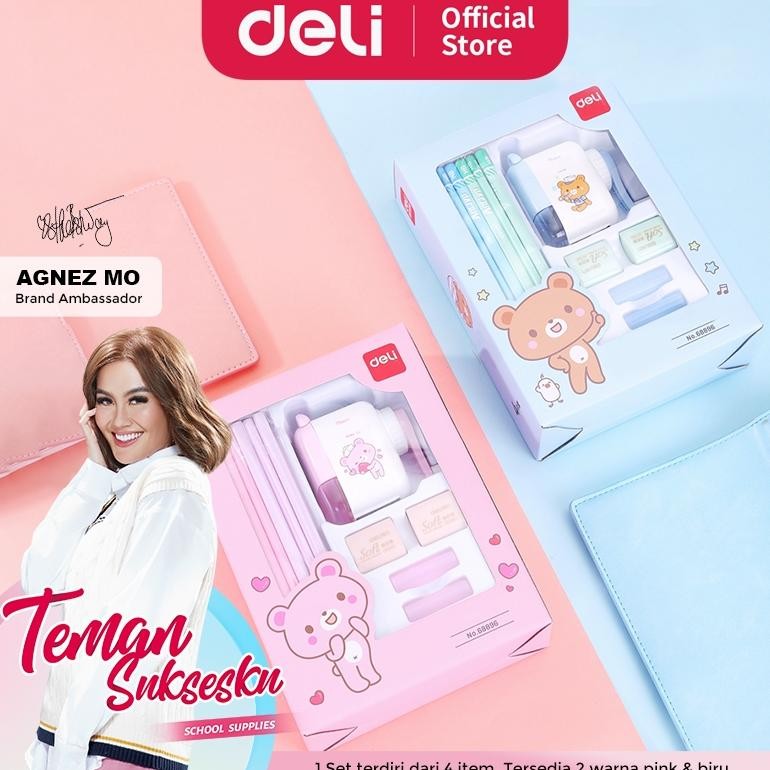 

Original Deli Stationery Set 4 In 1 Rautan Pensil 12Pcs Pensil 2 Penghapus Dan 2 Penutup Pena 68896 BisaCod