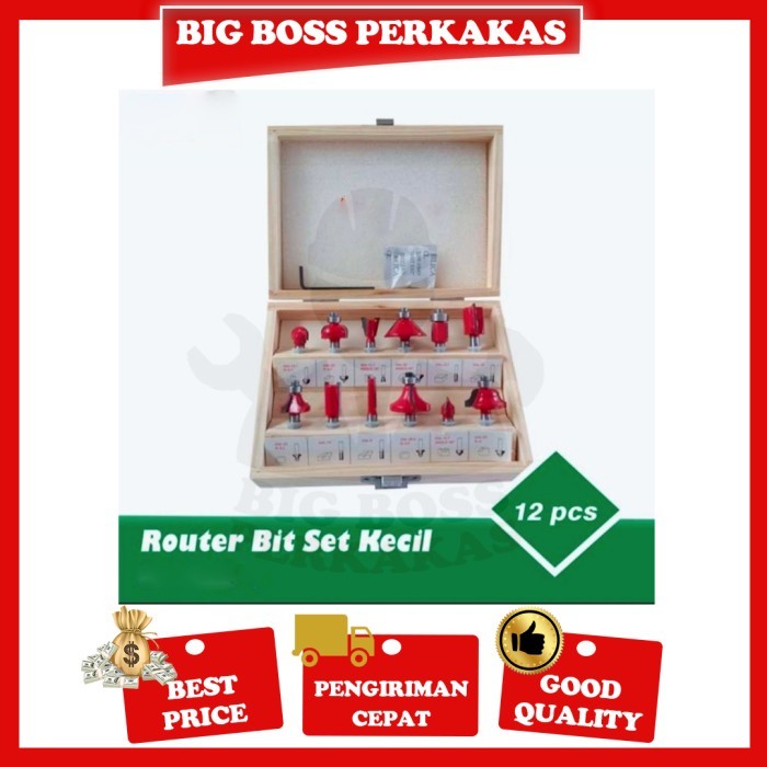 Termurah Router Set 12 Pcs - Mata Profil Router Bit - Mata Trimmer Bit
