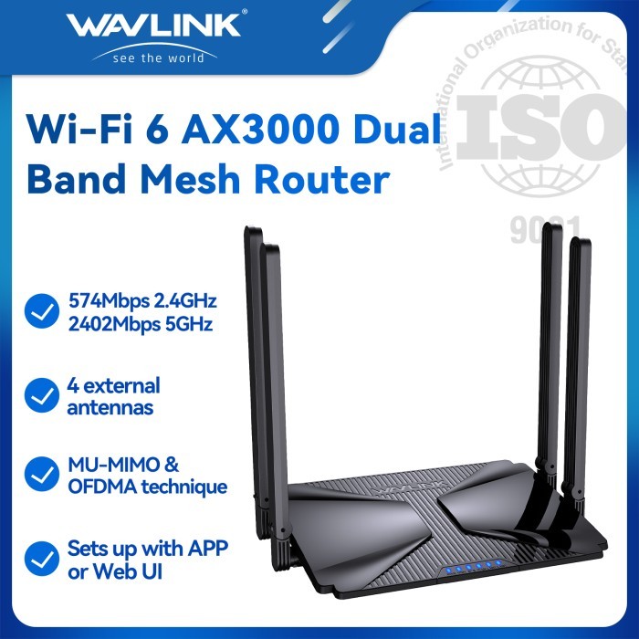 Wavlink WiFi 6 IPv6 Dual Band Jaringan Nirkabel AX3000 Router Mesh