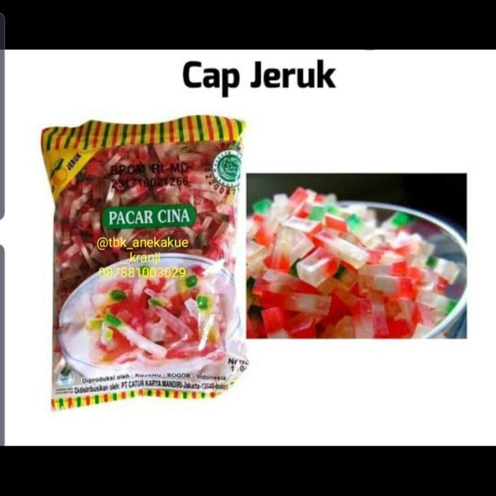 

Sekoteng/Pacar Cina cap Jeruk per dus (100 grx50pc) via Gojek