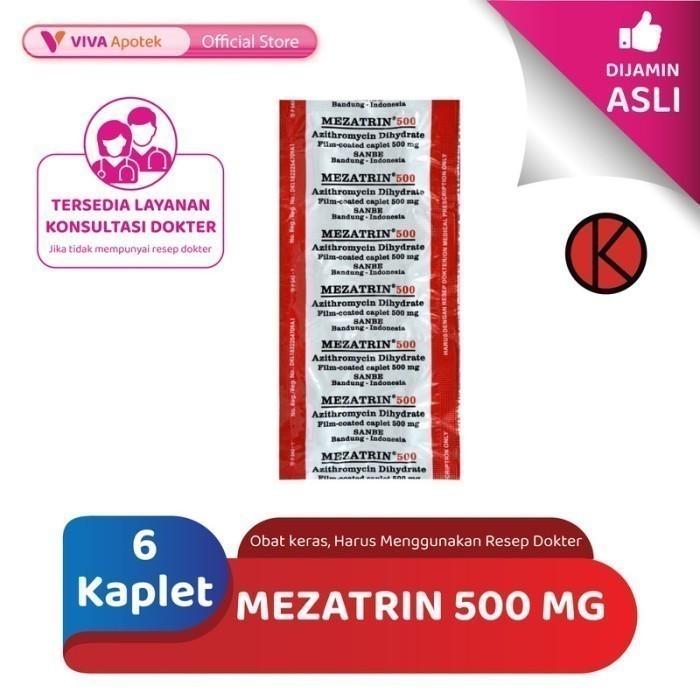 Mezatrin 500 mg / Azithromycin / Antibiotik (6 Kaplet)