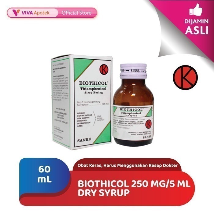 Biothicol 250 mg/5 ml Dry Syrup / Thiamphenicol / Antibiotik (60 ml)