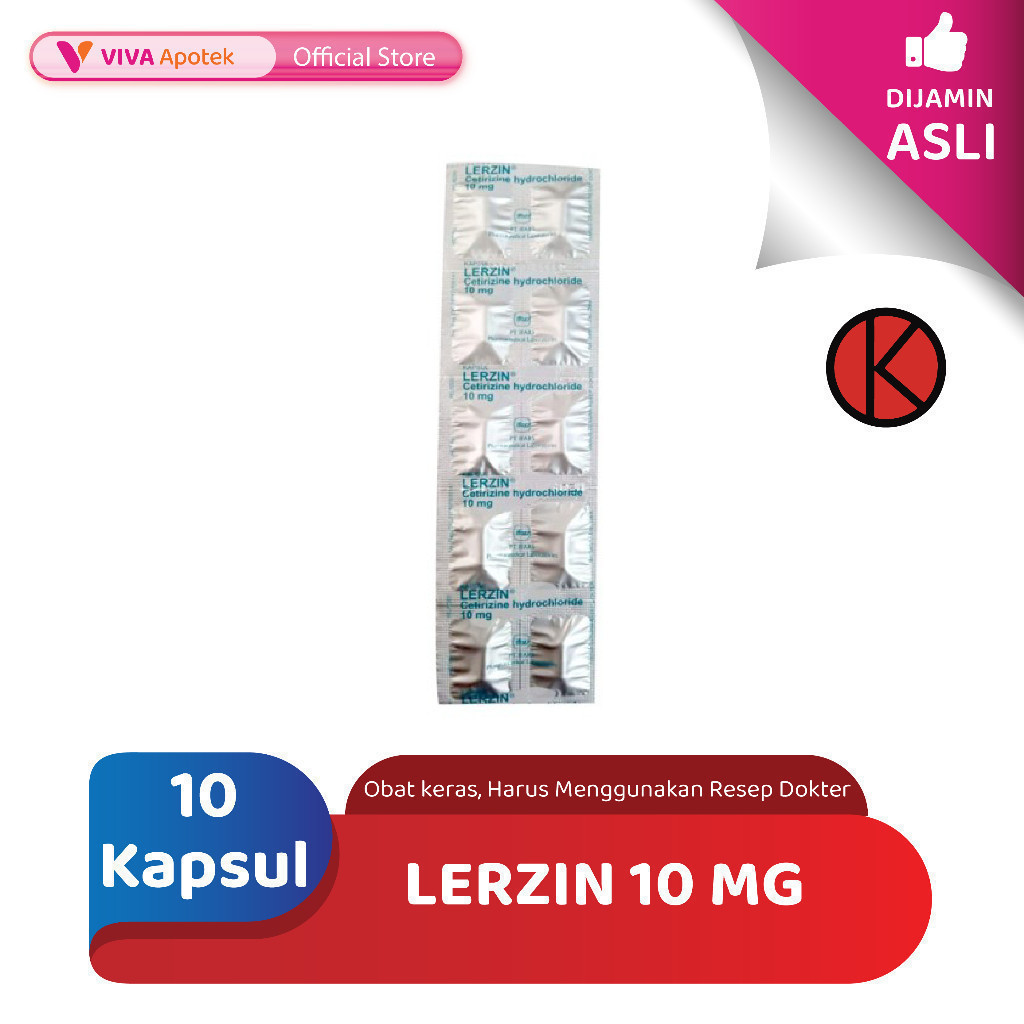 Lerzin 10 mg / Cetirizine / Alergi / Gatal (10 Kapsul)