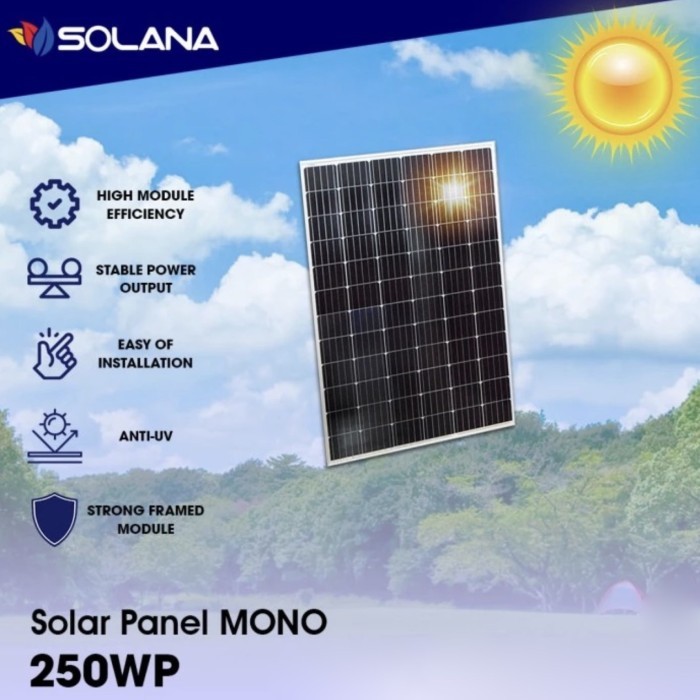 Solana Solar Panel Mono 250Wp Pv Modul Solar Cell 250 Wp Mono Silver Terbatas