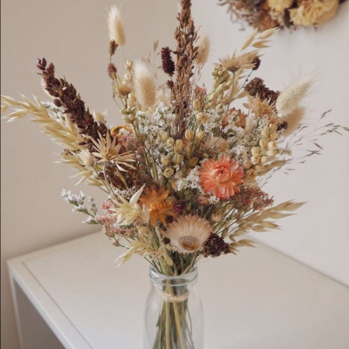 1 SET BUNGA AESTHETIC JUMBO UKURAN BESAR VAS MEJA VAS AESTHETIC VAS BUNGA KERING BUKET BUNGA KERING