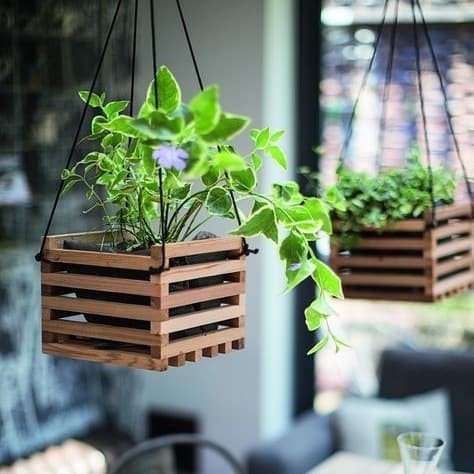 VAS BUNGA MINIMALIS POT BUNGA KAYU GANTUNG MODERN
