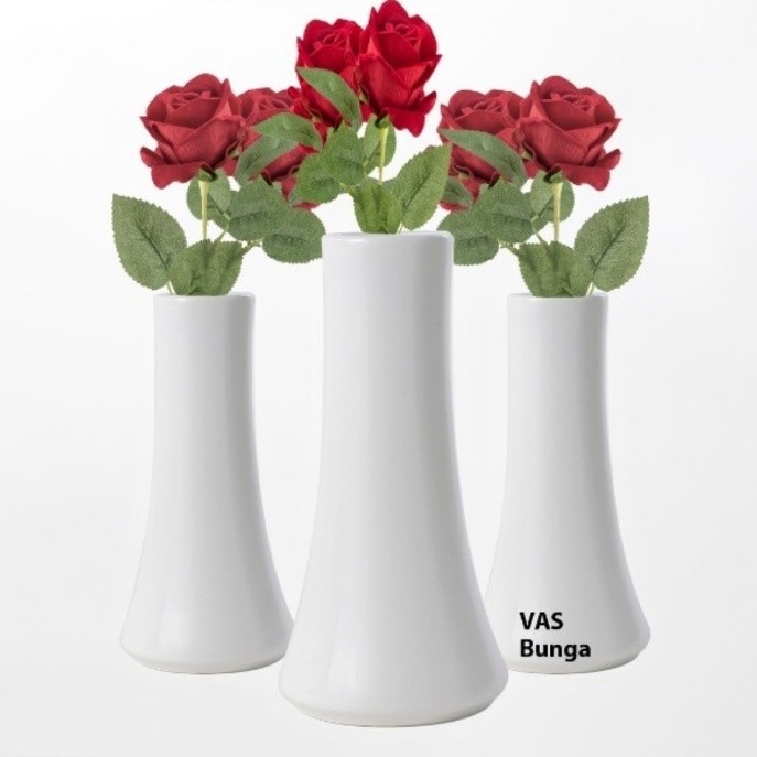 VAS BUNGA KERAMIK PUTIH POLOS