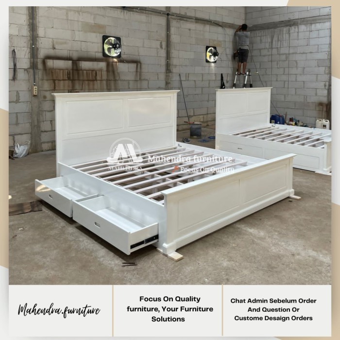 Dipan Tempat Tidur 160x200 Duco Putih Minimalis Modern Laci Dipan Minimalis Laci