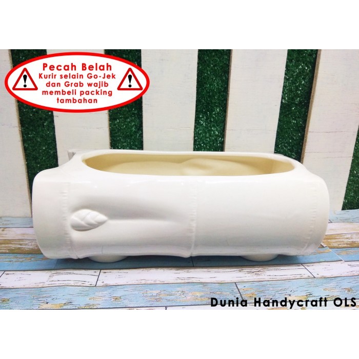 VAS / POT BUNGA KERAMIK BAMBU BELAH