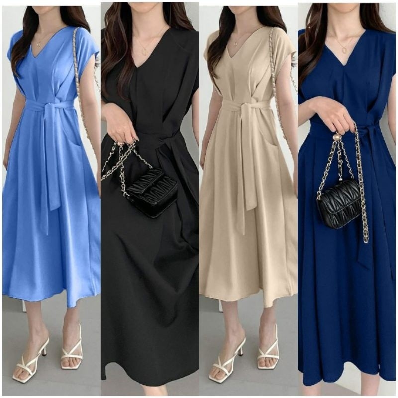Dres Natal 2024 Dress Wanita Kekinian Natal Dress Midi Korea Natalan Kondangan Dress Bridesmaid Mewa