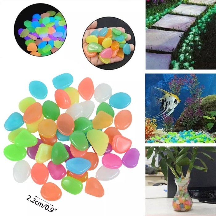 @=@=@=@=] Batu Glow In The Dark Luminous Stone Pebble Taman Akuarium Menyala