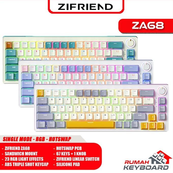 MECHANICAL KEYBOARD - ZIFRIEND ZA68 - 65% - WIRED - RGB - HOTSWAP