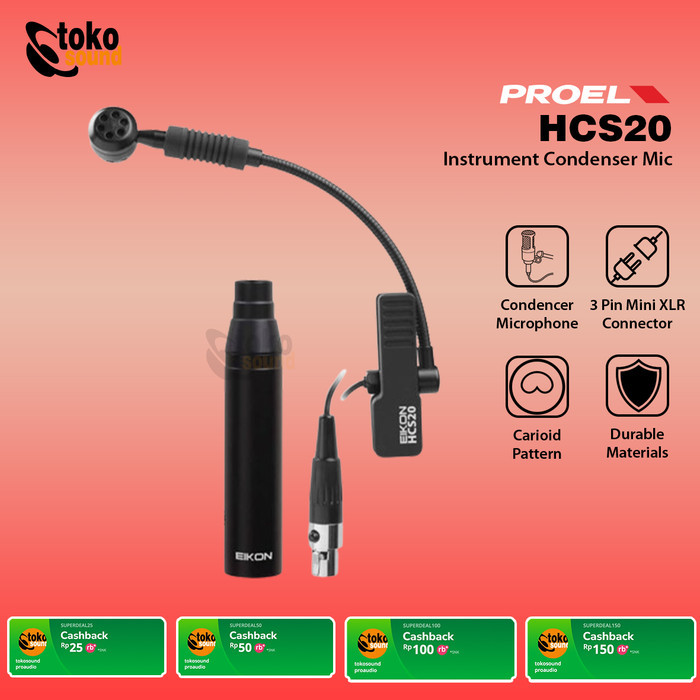 PROEL EIKON HCS20 Instrument Microphone for Saxophone Trumpet Trombone