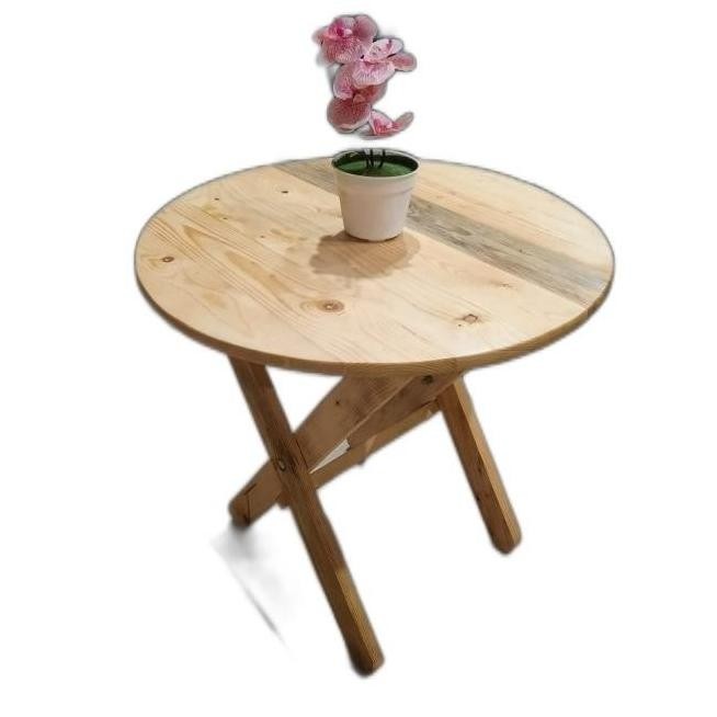 Meja Lipat Bulat Cafe Minimalis Kayu Jati Belanda / Meja Tamu Kembalistore22